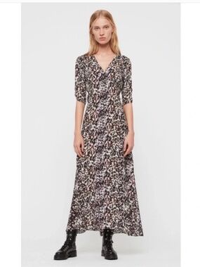 All Saints | Dresses | Allsaints Tierny Coni Midi Slip Dress In Metallic  Olive Green Size Small | Poshmark